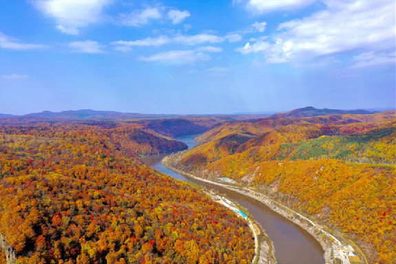 Autumn brings stunning scenery to Hongshi National Forest Park